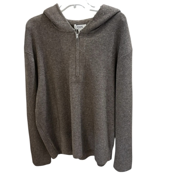 COS Knitted Merino-Yak Zip Up Hoodie in Beige Melange Size XL. NWT - Picture 6 of 13